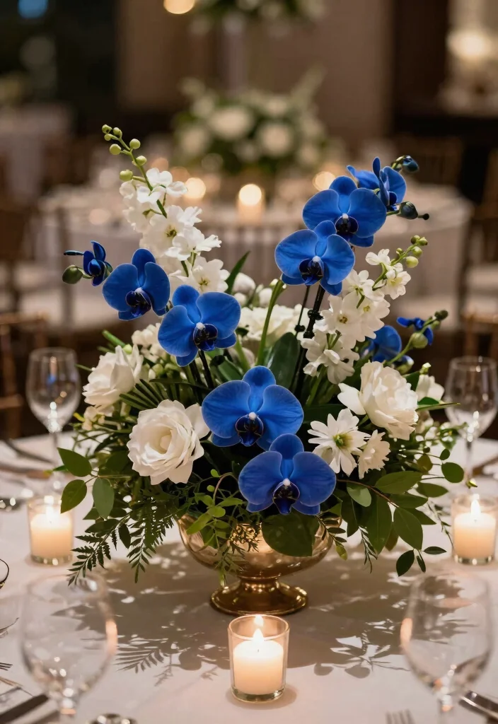 12 Navy Wedding Flowers That Show Up in Dim Reception Lighting - 10. Navy Orchids: Exotic Elegance 1