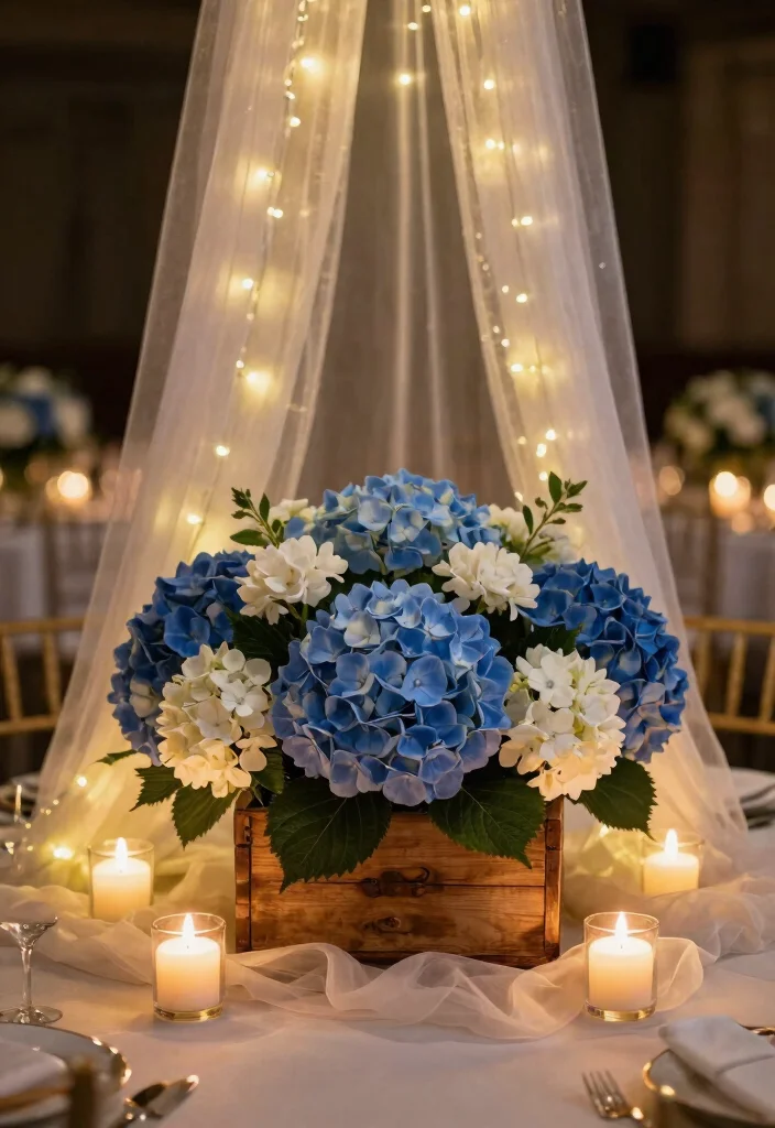 12 Navy Wedding Flowers That Show Up in Dim Reception Lighting - 3. Blue Hydrangeas: Lush and Romantic 1