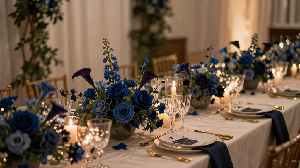 12 Navy Wedding Flowers That Show Up in Dim Reception Lighting