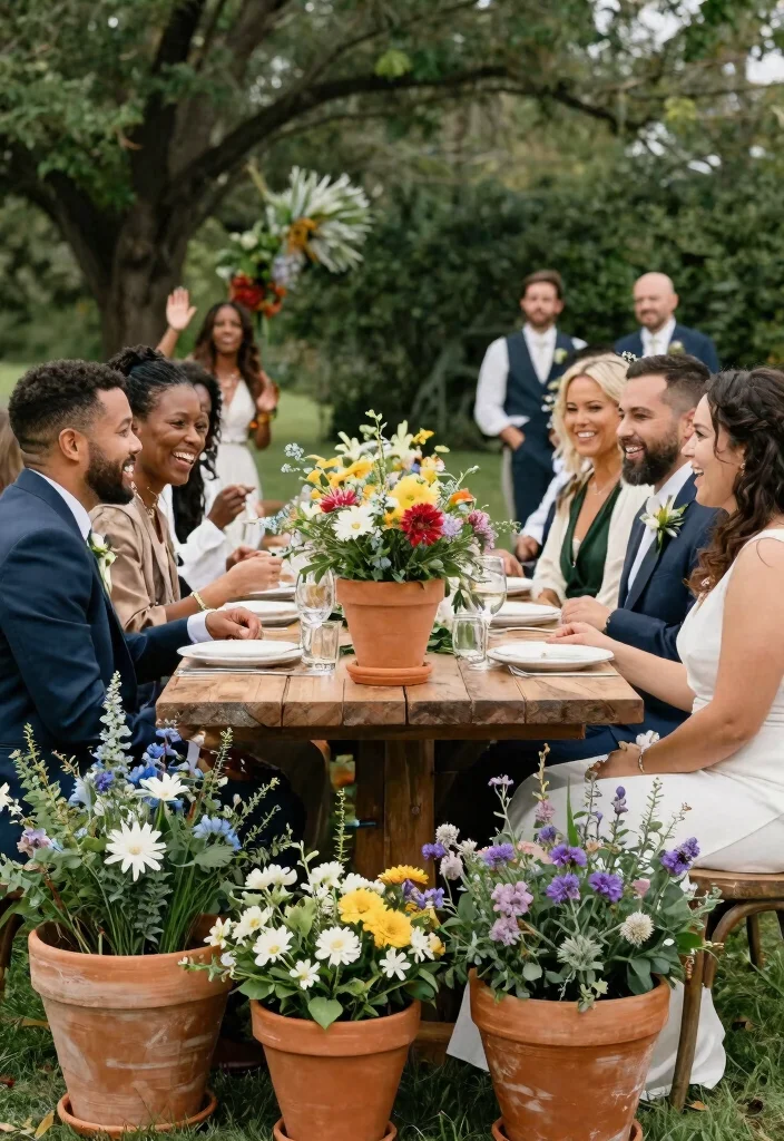 12 Spring Wedding Table Decor Ideas That Won't Wilt Outdoors - 12. Handmade Terracotta Planters 1