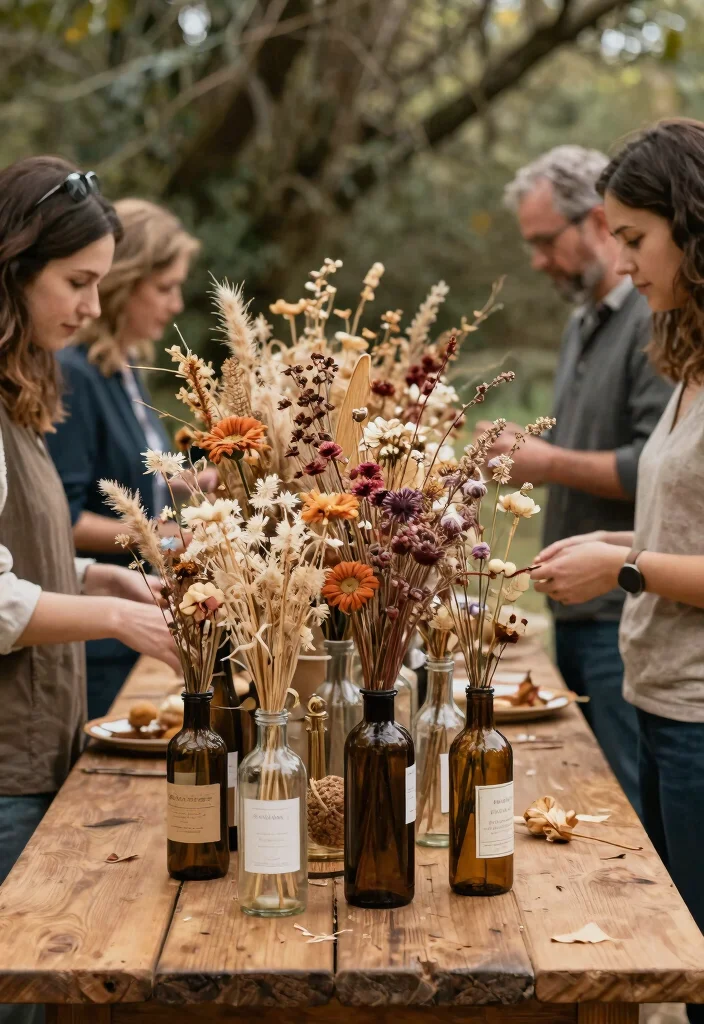 12 Wedding Bottle Decorations That Don't End Up in the Trash - 8. Bottles with Dried Flowers 1