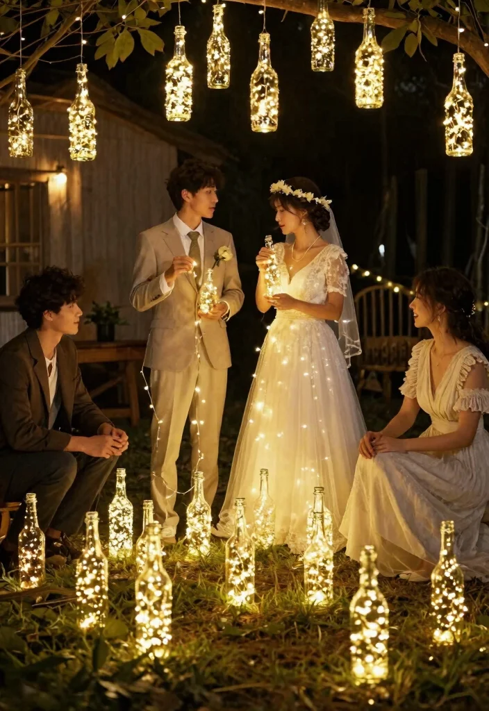 12 Wedding Bottle Decorations That Don't End Up in the Trash - 9. Glass Bottles with Fairy Lights 1