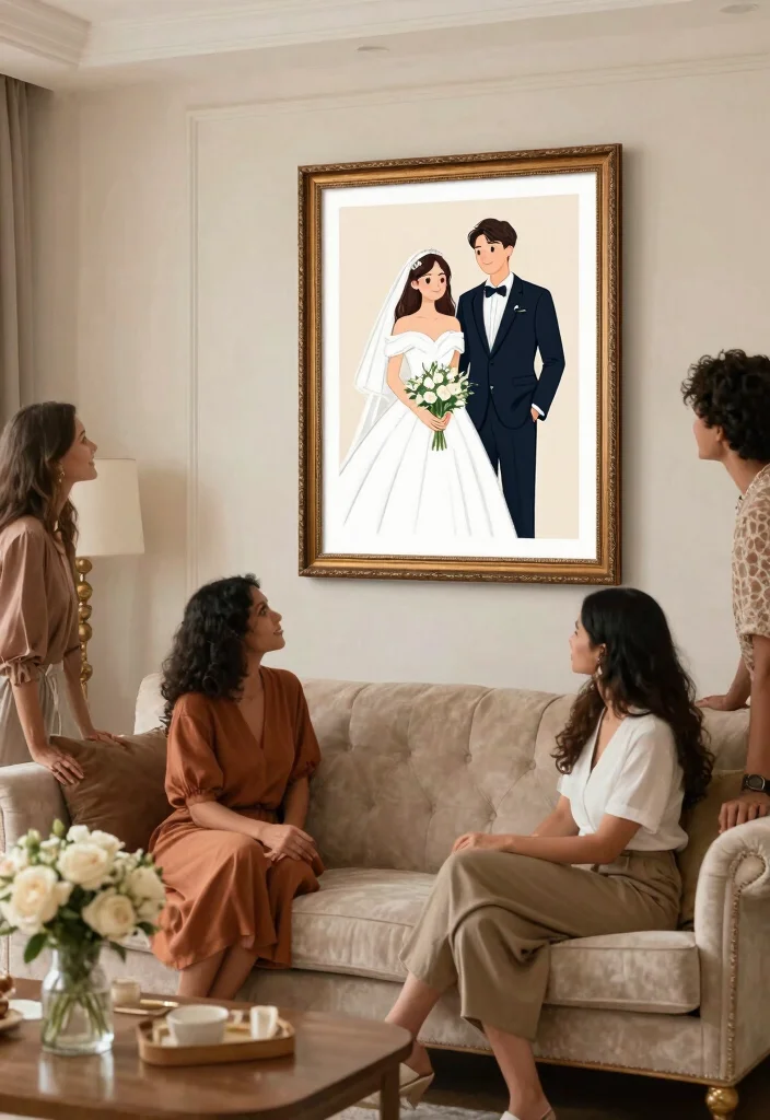 12 Wedding Gifts for Best Friend They Don't Already Own - 3. Custom Illustration of the Couple 1