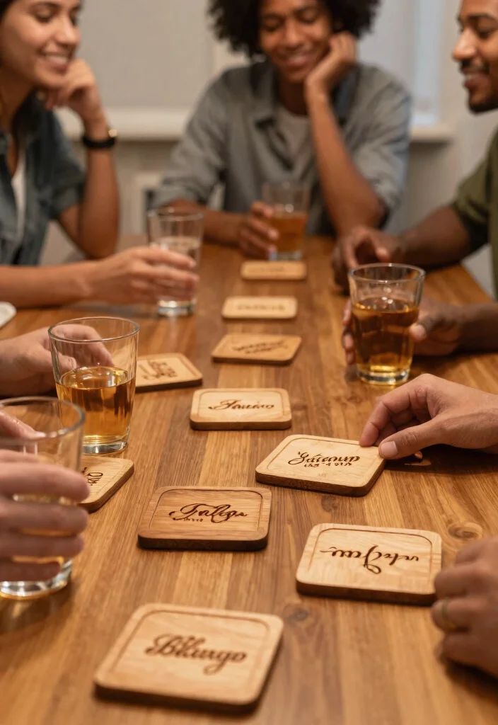 12 Wedding Gifts for Best Friend They Don't Already Own - 8. Engraved Wooden Coasters 1