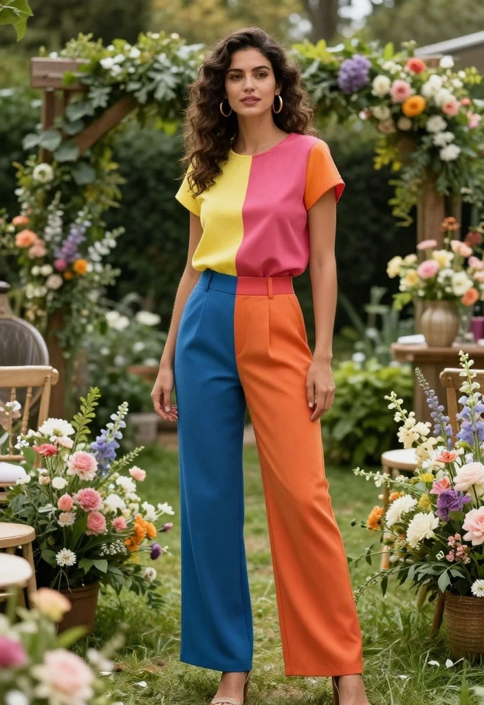 14 Alt Wedding Guest Outfit Ideas That Respect the Dress Code - 10. Playful Color Blocking 1