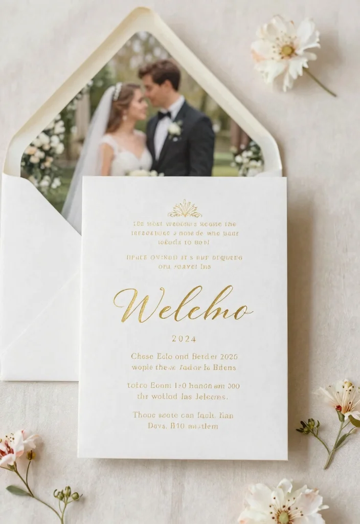 14 Gold Wedding Decorations That Don't Look Like High School Prom - 10. Gold Foil Invitations 1