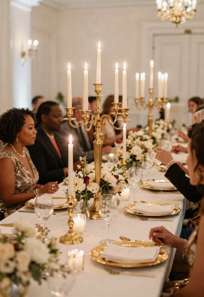 14 Gold Wedding Decorations That Don't Look Like High School Prom - 2. Luxurious Gold Candelabras 1