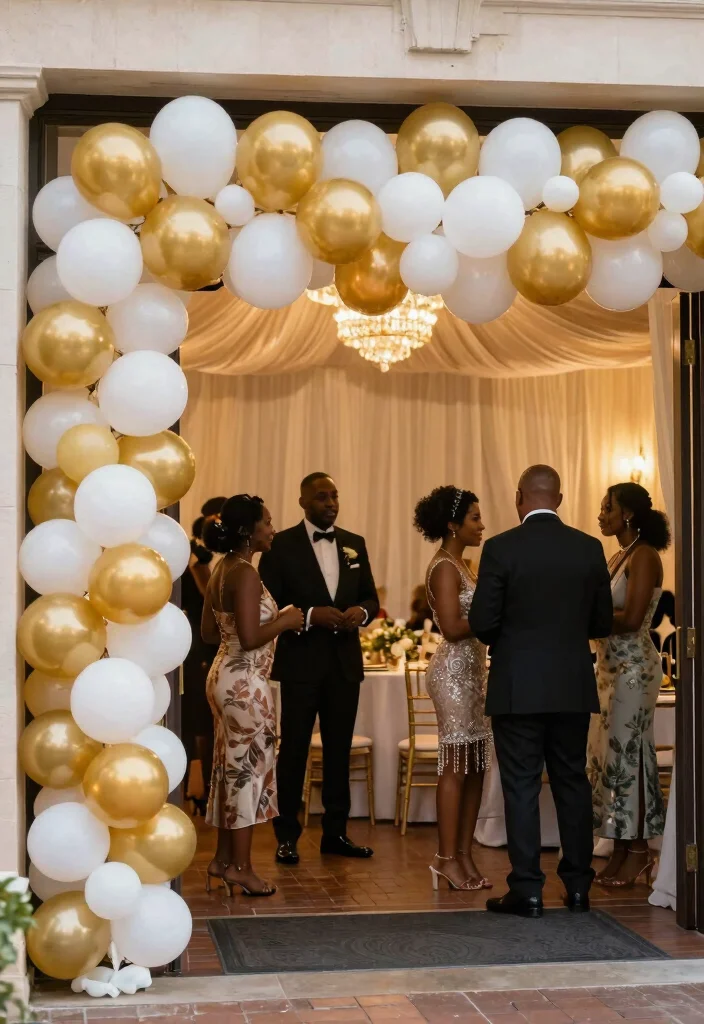 14 Gold Wedding Decorations That Don't Look Like High School Prom - 5. Gold and White Balloon Garland 1