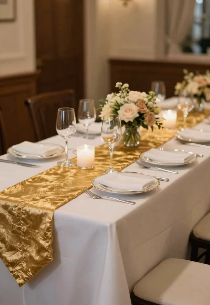 14 Gold Wedding Decorations That Don't Look Like High School Prom - 6. Gold Accented Table Runners 1