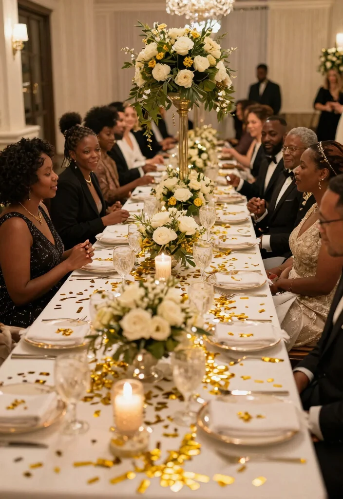 14 Gold Wedding Decorations That Don't Look Like High School Prom - 7. Gold Confetti and Table Scatters 1