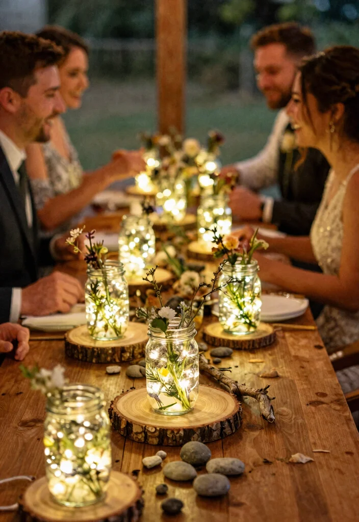 14 Lantern Wedding Centerpieces That Don't Tip Over - 1. Rustic Charm with Mason Jar Lanterns 1