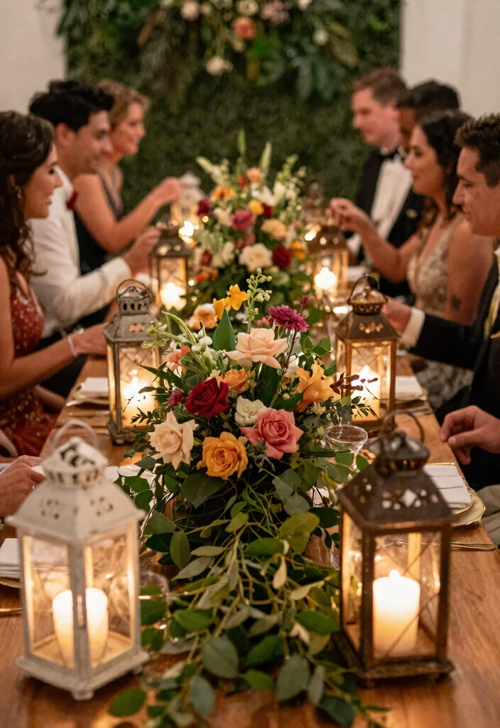 14 Lantern Wedding Centerpieces That Don't Tip Over - 6. Floral-filled Lantern Centerpieces 1