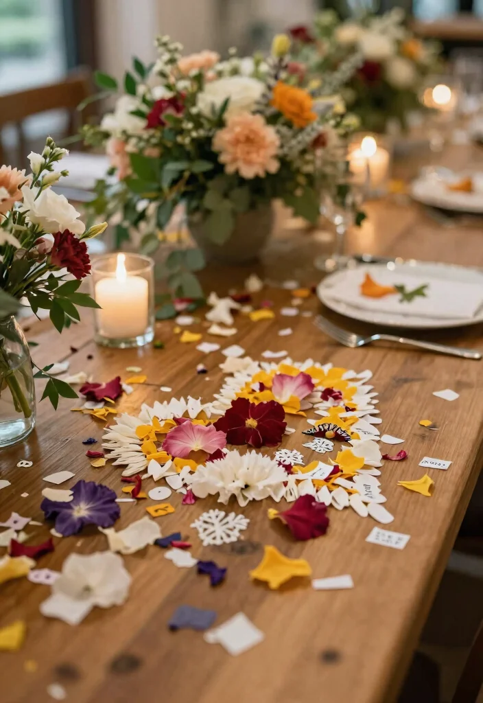14 Romantic Wedding Table Decor Ideas That Match Your Palette - 11. Eco-Friendly Confetti 1