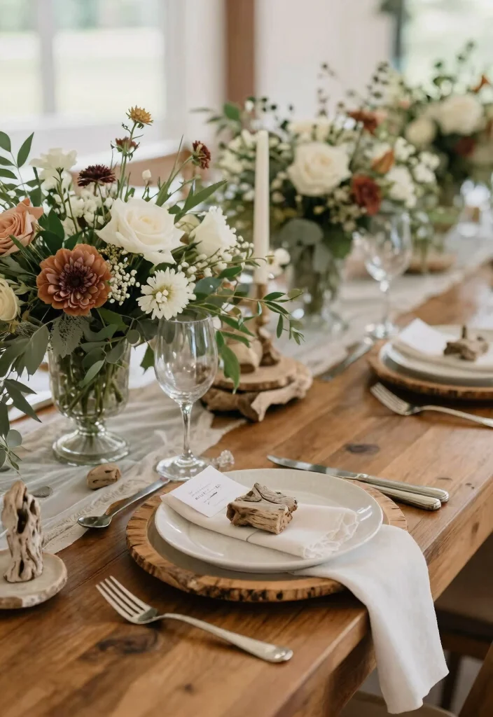 14 Romantic Wedding Table Decor Ideas That Match Your Palette - 5. Natural Elements 1