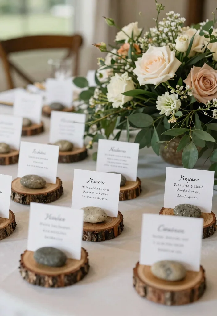 14 Romantic Wedding Table Decor Ideas That Match Your Palette - 9. Unique Place Card Holders 1