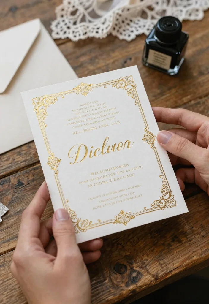 14 Wedding Invitations Vintage That Look Timeless Not Dated - 14. Timeless Elegance with Gold Foil 1