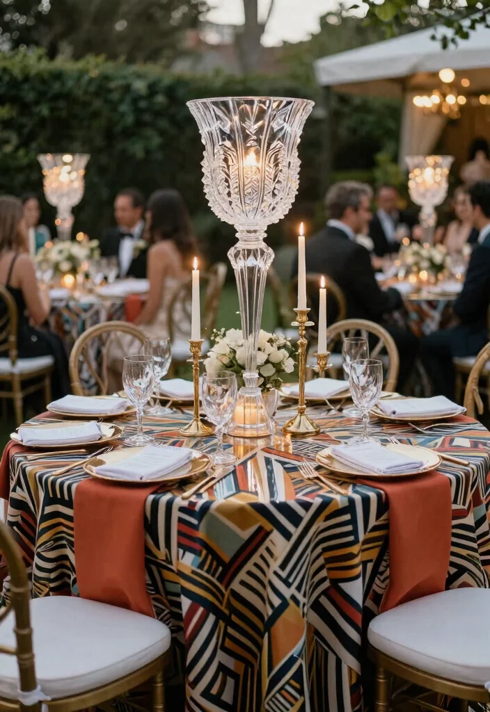 14 Wedding Table Setup Ideas That Stay Put Through Dancing - 10. Art Deco Glam with Heavy Accents 1