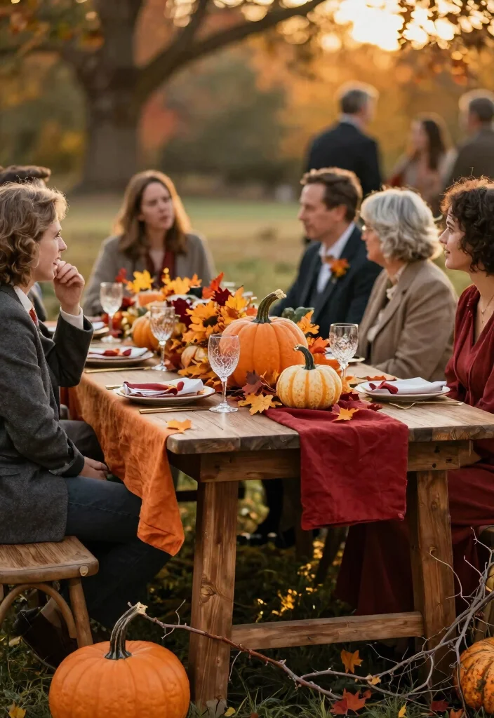 14 Wedding Table Setup Ideas That Stay Put Through Dancing - 13. Seasonal Autumn Setup with Robust Elements 1