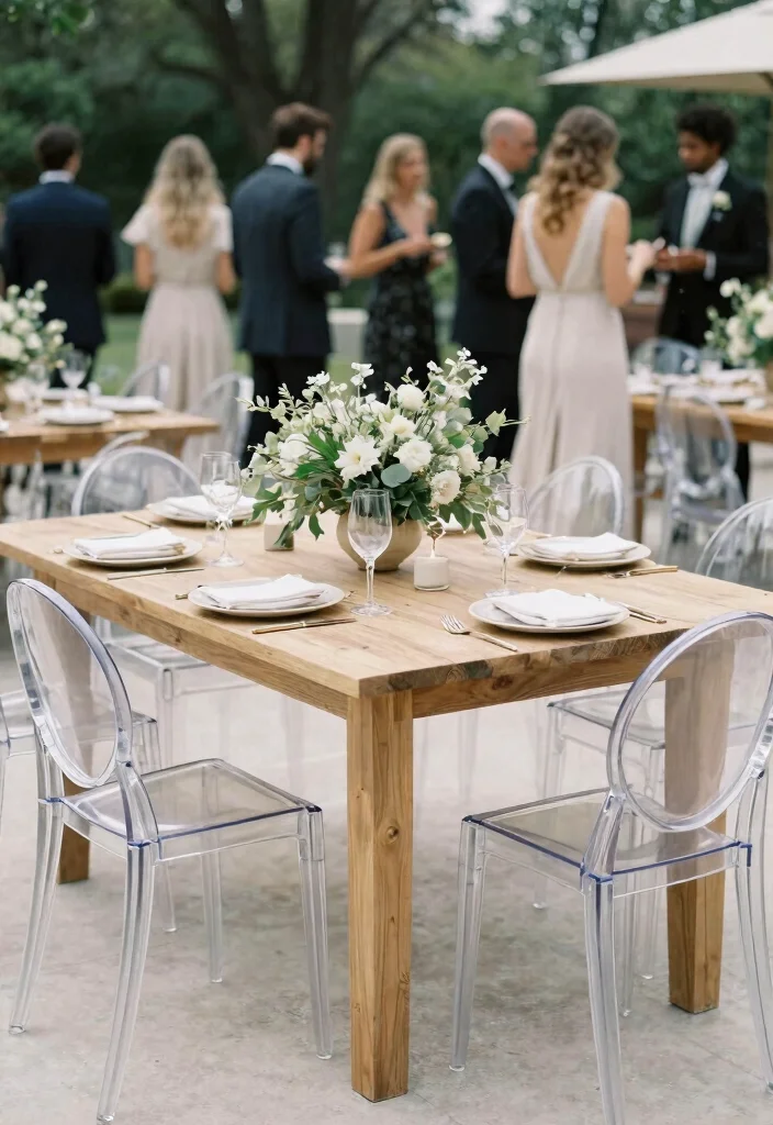14 Wedding Table Setup Ideas That Stay Put Through Dancing - 4. Minimalist Tables for Maximum Impact 1