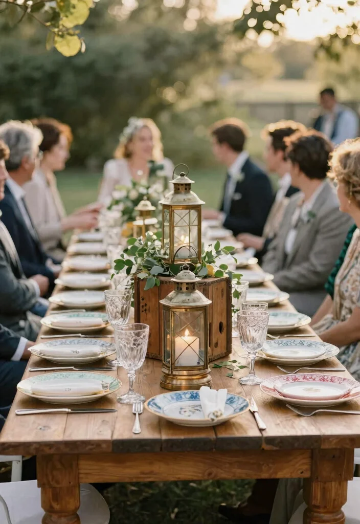 14 Wedding Table Setup Ideas That Stay Put Through Dancing - 5. Vintage Charm with Heavier Elements 1