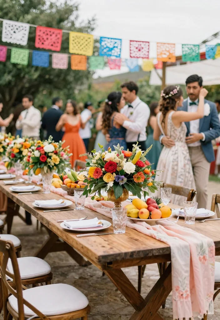 14 Wedding Table Setup Ideas That Stay Put Through Dancing - 6. Colorful Fiesta with Solid Base 1