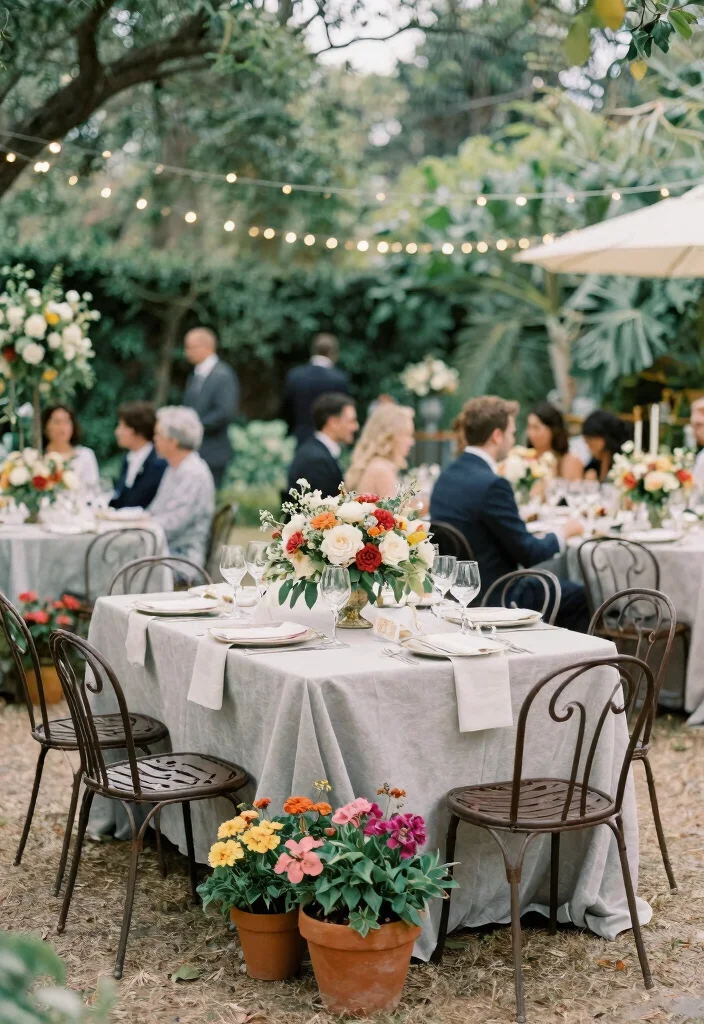 14 Wedding Table Setup Ideas That Stay Put Through Dancing - 7. Garden Party with Resilient Elegance 1