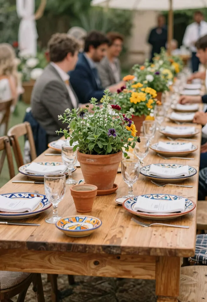 14 Wedding Table Setup Ideas That Stay Put Through Dancing - 8. Mediterranean Charm with Sturdy Elements 1
