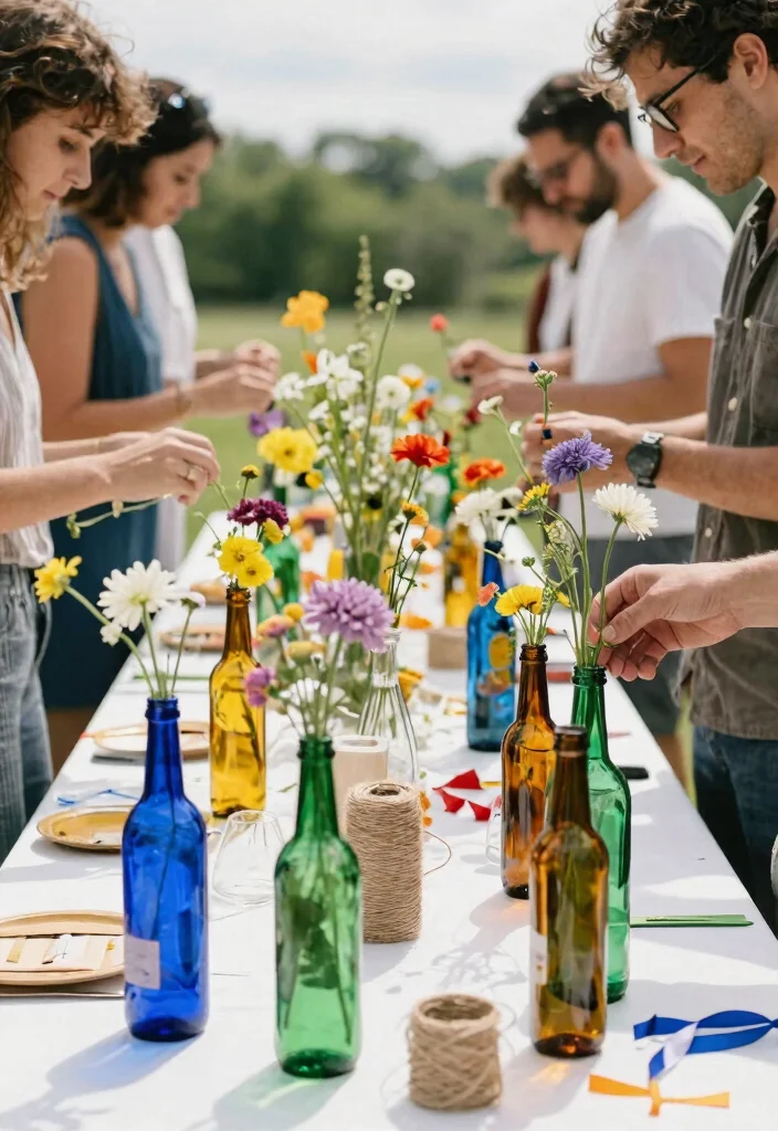 14 Wedding Table Vases That Don't Tip Over During Dinner - 3. Vibrant Glass Bottles 1