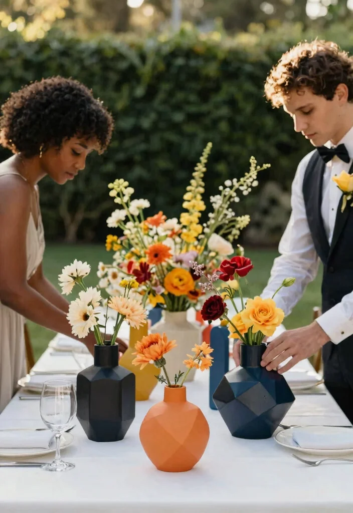 14 Wedding Table Vases That Don't Tip Over During Dinner - 7. Bold Geometric Vases 1
