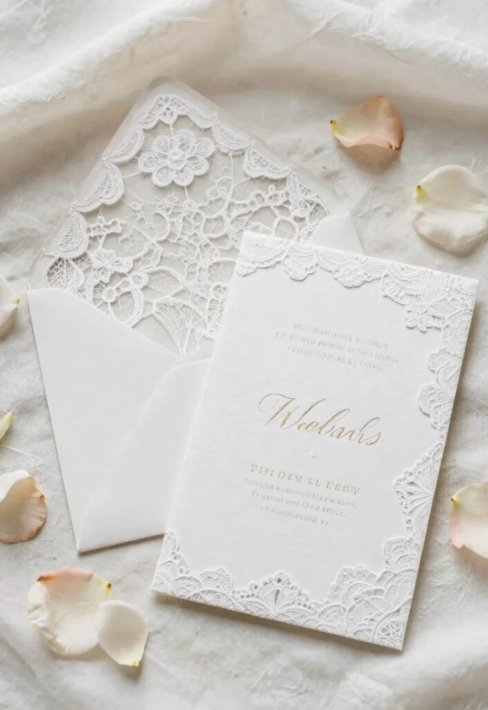 15 Fancy Wedding Invitations Luxury Styles That Cost Less - 10. Whimsical Lace Detailing 1