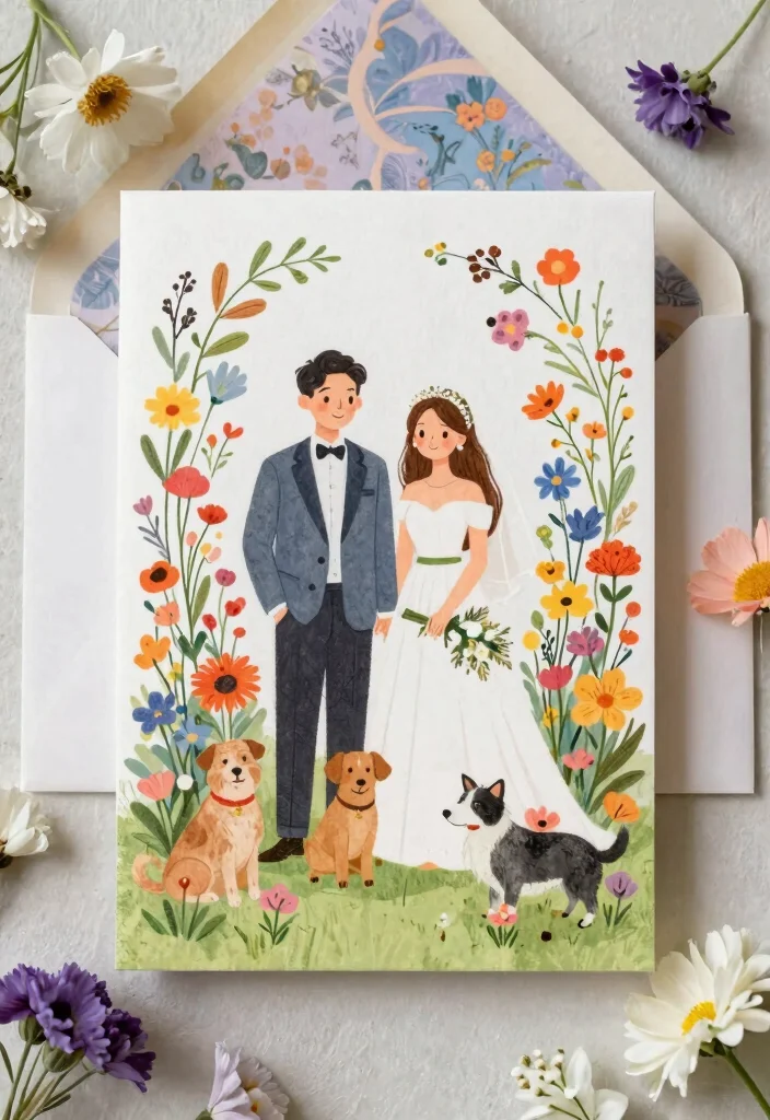 15 Fancy Wedding Invitations Luxury Styles That Cost Less - 6. Whimsical Illustrations 1