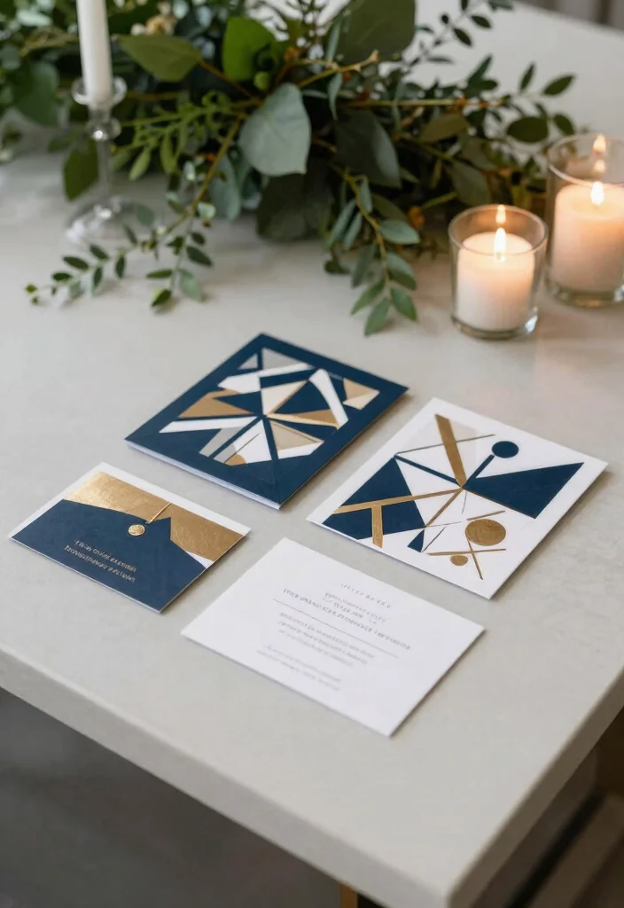 15 Fancy Wedding Invitations Luxury Styles That Cost Less - 7. Geometric Patterns for Modern Flair 1
