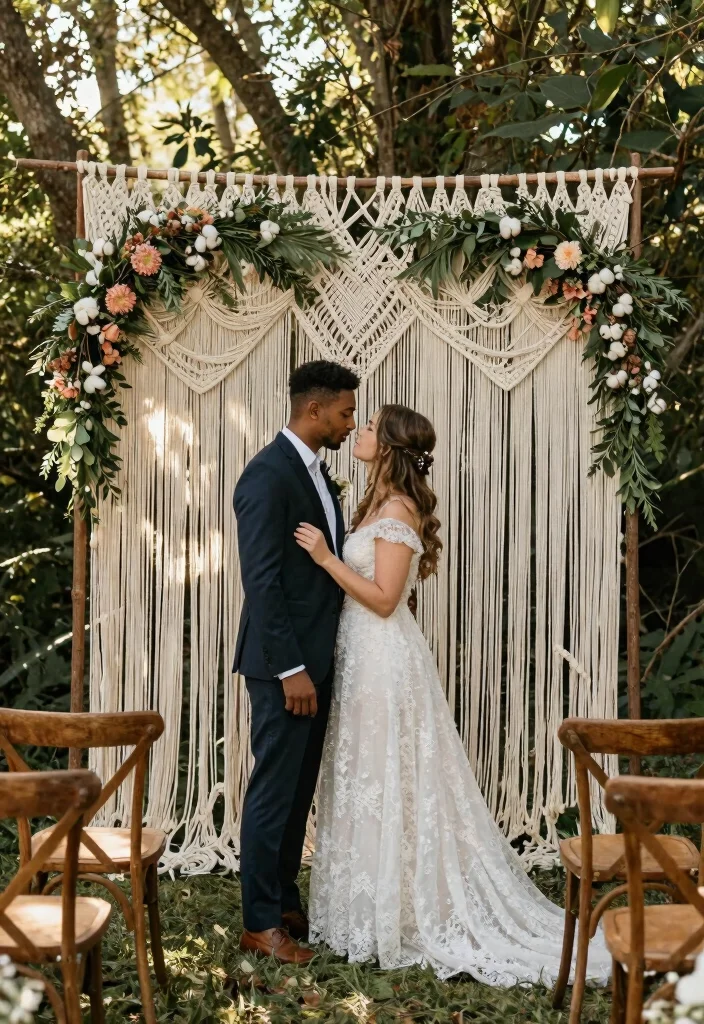 15 Vintage Wedding Decorations That Don't Look Like Grandma's - 1. Bohemian Macramé Backdrops 1