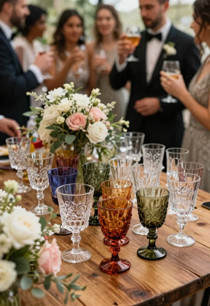 15 Vintage Wedding Decorations That Don't Look Like Grandma's - 11. Vintage Glassware for Toasts 1
