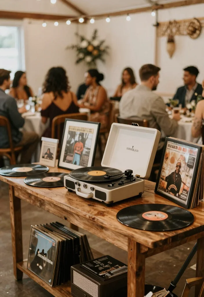 15 Vintage Wedding Decorations That Don't Look Like Grandma's - 5. Old-School Record Player Decor 1