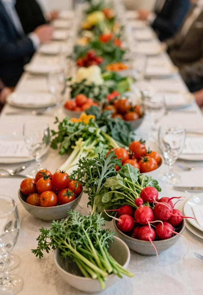 15 Wedding Reception Table Decor Ideas That Don't Block Talking - 12. Seasonal Vegetables as Decor 1