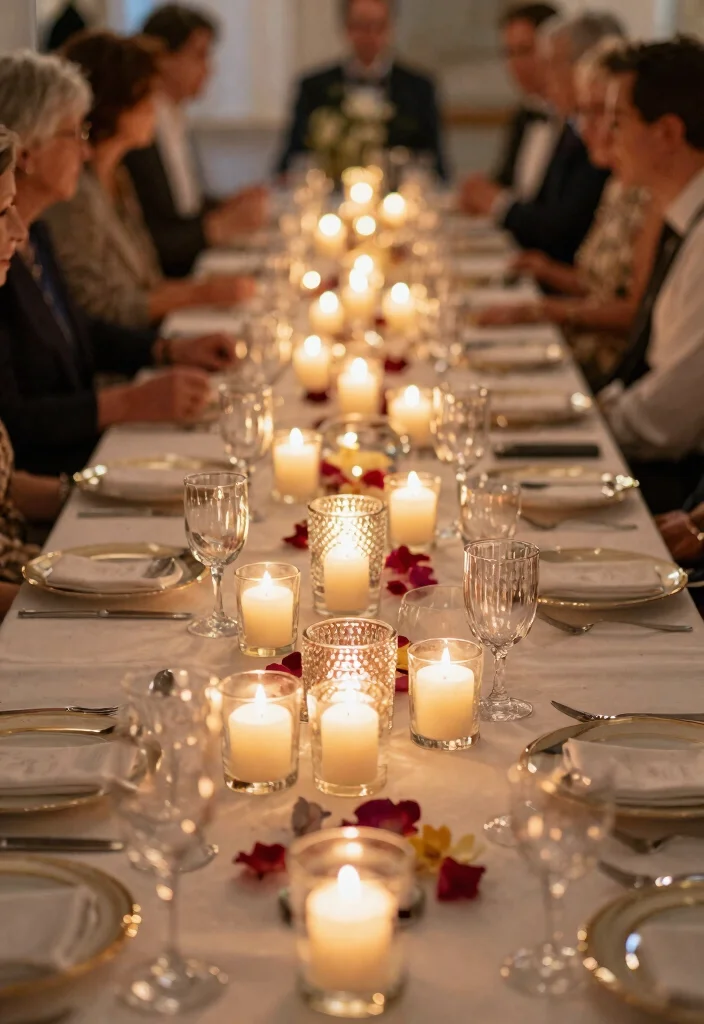 15 Wedding Reception Table Decor Ideas That Don't Block Talking - 2. Elegant Candles 1