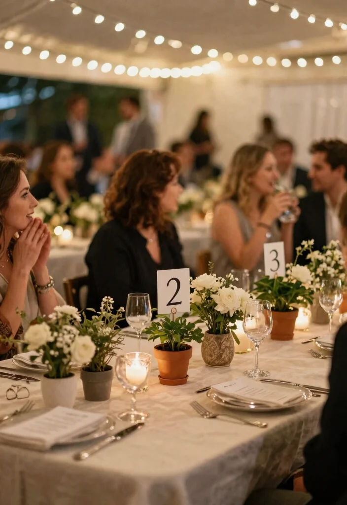 15 Wedding Reception Table Decor Ideas That Don't Block Talking - 9. Whimsical Table Numbers 1