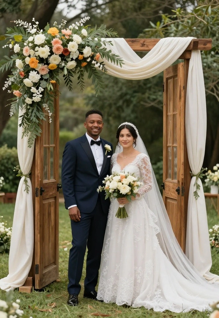 18 Wedding Arch Decoration Ideas That Stand Up to Wind - 11. Vintage Doorway Arch 1