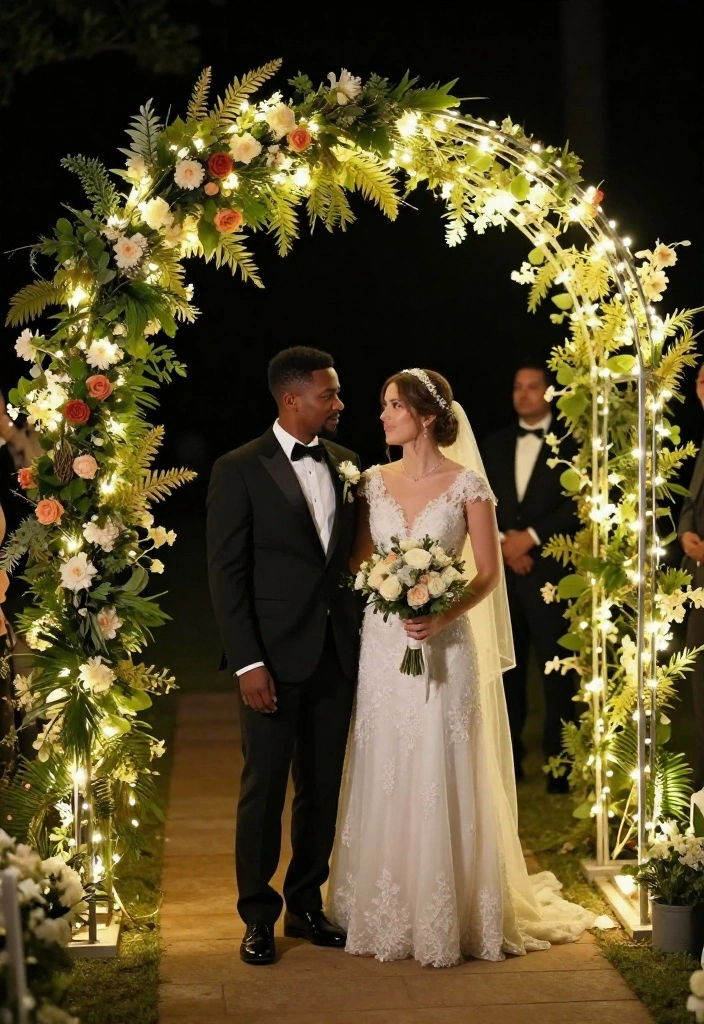 18 Wedding Arch Decoration Ideas That Stand Up to Wind - 13. Light-Up LED Arch 1