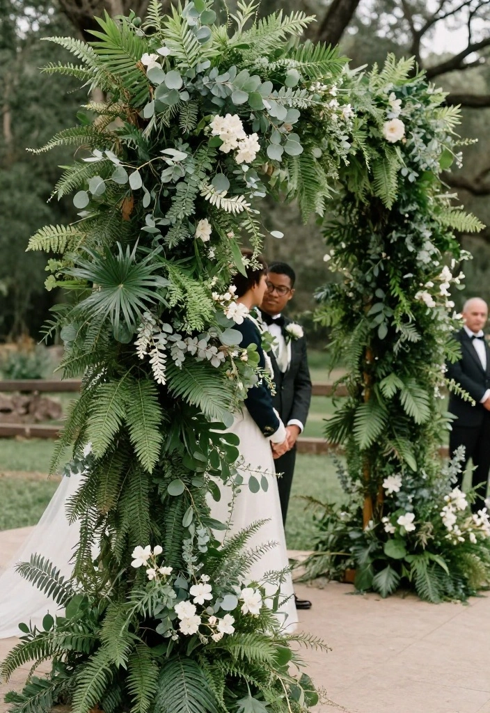 18 Wedding Arch Decoration Ideas That Stand Up to Wind - 6. Greenery Galore 1